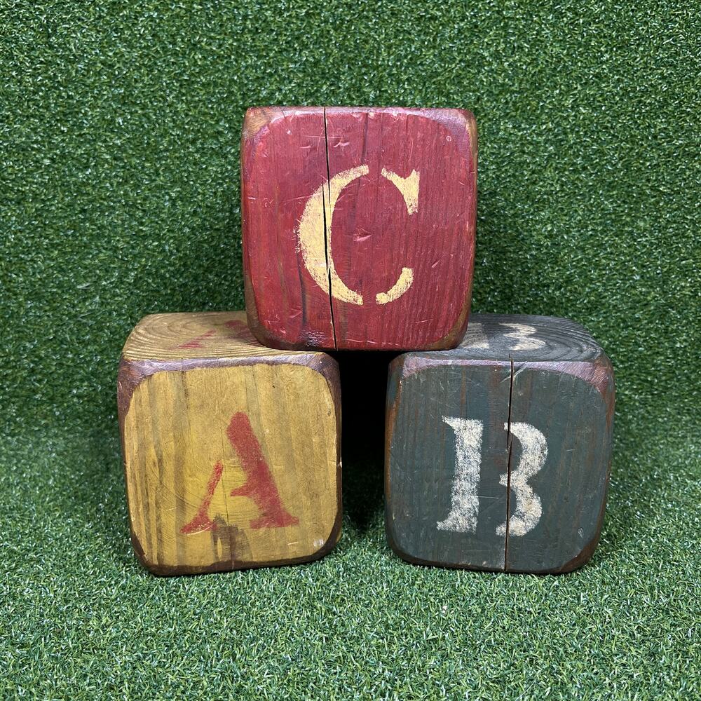 Vintage Wooden Decorative Alphabet Blocks ABC